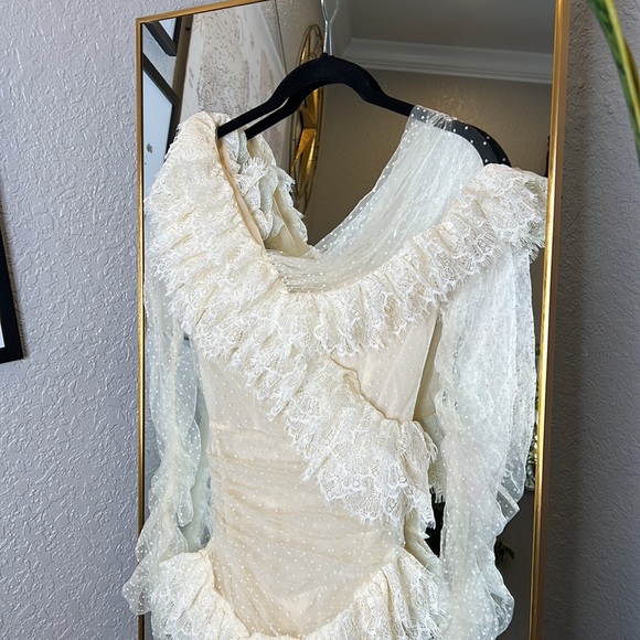 House of CB ‘Sorrel’ Ivory Lace Frill Tulle Asymmetric Minidress NWT - Picture 13 of 15